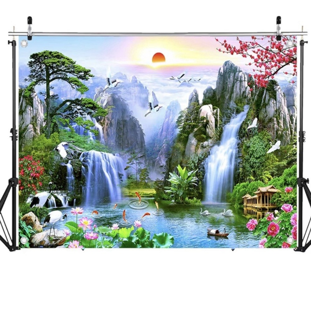 10x8 Ft Lanscape Photography Fairyland Mountain Lake Waterfall Backdrop